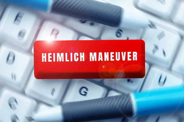 Text Sign Showing Heimlich Maneuver Business Concept Application Upward Pressure — Stockfoto
