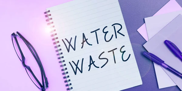 Subtítulos Conceptual Water Waste Concept Meaning Liquid Has Been Used — Foto de Stock