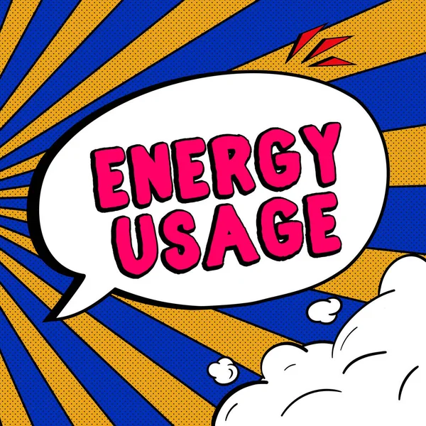 Inspiratie Met Teken Energiegebruik Begrip Betekent Hoeveelheid Energie Verbruikt Gebruikt — Stockfoto