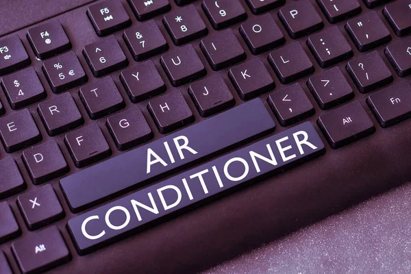 文字显示空调器 概念摄影装置 用于清洗空气及控制其湿度和温度 — 图库照片