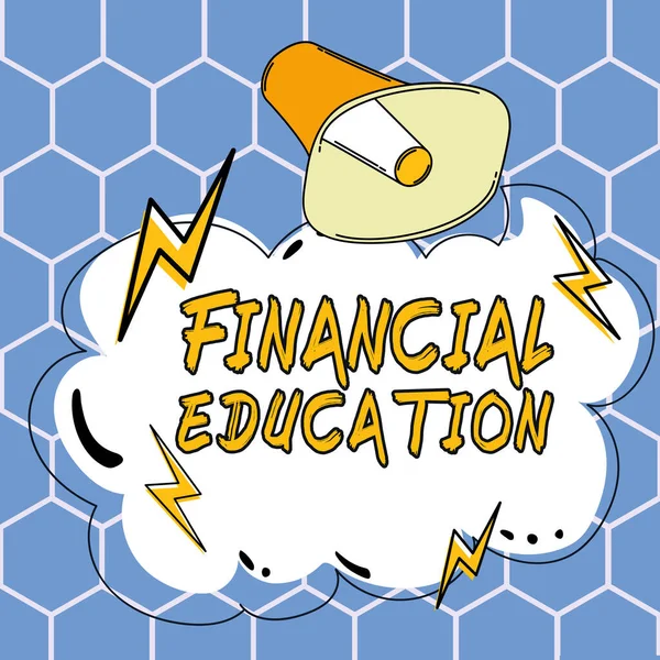Texto Que Mostra Inspiração Educação Financeira Foto Conceitual Entendimento Áreas — Fotografia de Stock