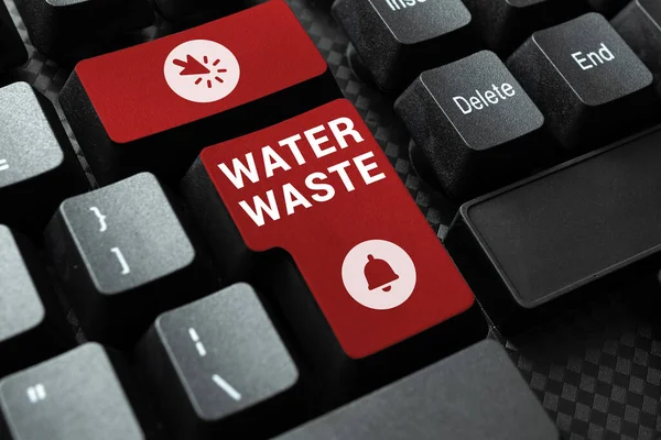 Inspiration Showing Sign Water Waste Word Liquid Has Been Used — Zdjęcie stockowe