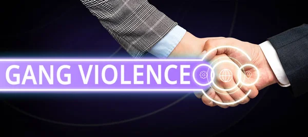 Mão Escrita Sinal Gang Violência Violação Foto Conceitual Das Leis — Fotografia de Stock
