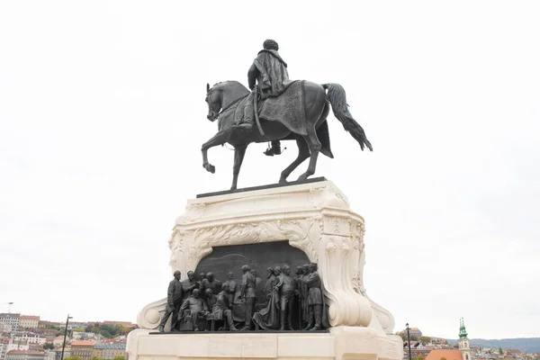 Будапешт Венгрия Октября 2022 Года Дьюла Андрасси Лошади Статуя Венгерском — стоковое фото