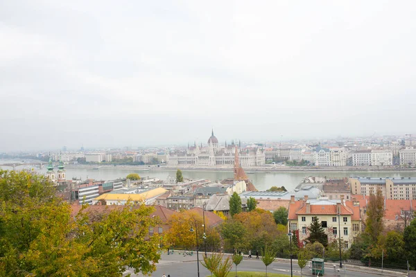 Budapeste Hungria Outubro 2022 Vista Panorâmica Rio Danúbio Edifício Parlamento — Fotografia de Stock