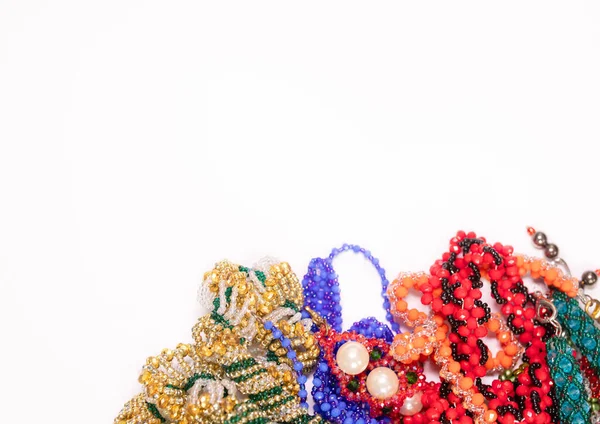 Beads Jewelry Beads Necklaces White Background — Fotografia de Stock