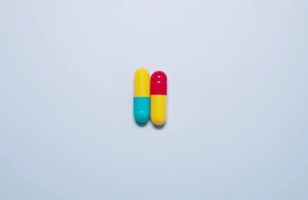 Assorted Pharmaceutical Medicine Pills Tablets Capsules Blue Background Medicine Concept — Stock fotografie