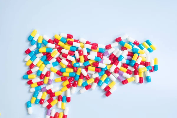 Many Colorful Pills Capsules Light Background — Stock Photo, Image