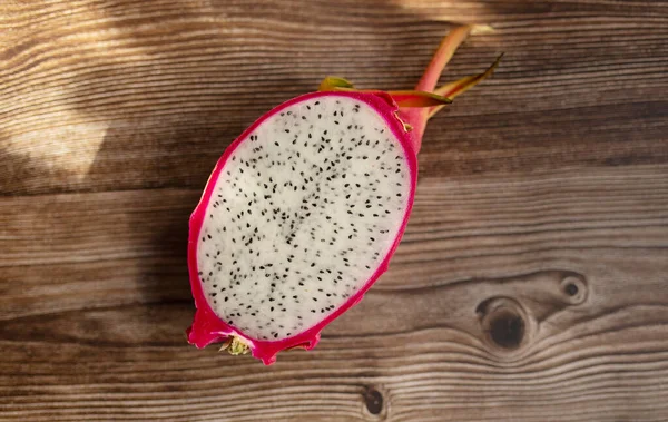 Close View Dragon Fruit Exotic Dragon Fruit Wooden Table Background — Stock Photo, Image