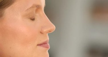 Makyaj sanatçısı güzellik salonunda çalışıyor. Profesyonel makyaj ustası tarafından uygulanan kadın portresi.       