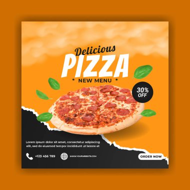 Gıda menüsü tanıtım afişi için sosyal medya paylaşım şablonu.