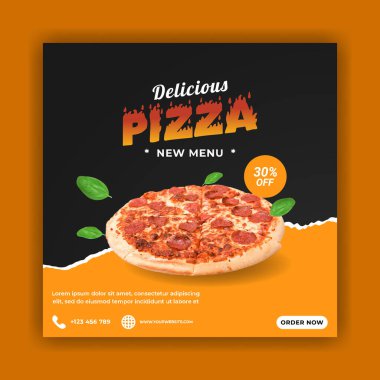 Gıda menüsü tanıtım afişi için sosyal medya paylaşım şablonu.