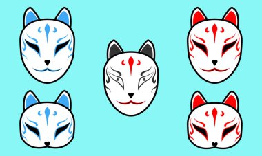 Geleneksel Japon Maskesi. vektör sanatı