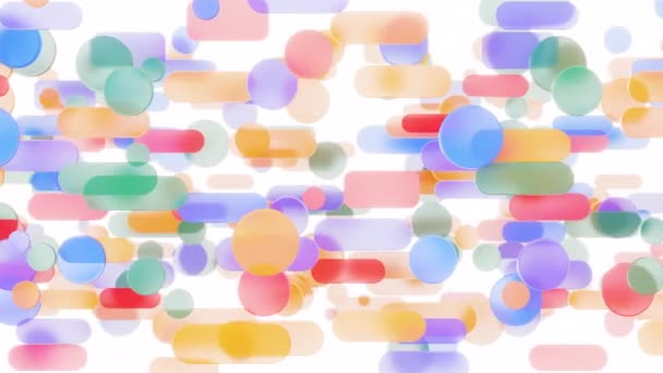 Seamless Loop Animation Colorful Plastic Shapes Streaming White Background Shapes — Stock Video