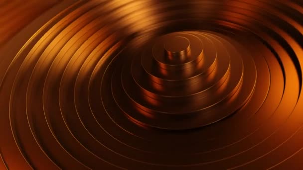 Loopbare Animatie Van Concentrische Gouden Ringen Bewegend Als Water Drop — Stockvideo