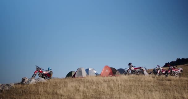Camping Mountains Motorcycles High Quality Footage — Video Stock