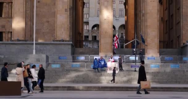 Stakingsprotest Het Parlement Van Tbilisi Hoge Kwaliteit Beeldmateriaal — Stockvideo