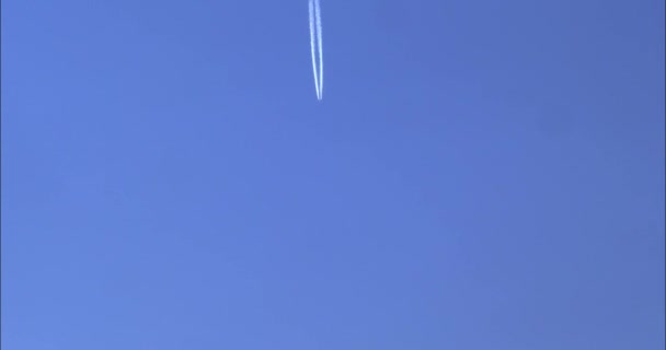 Pohled Tryskovou Vrstvu Letadla Znečištění Letadel Obloze Přes Den Bílá — Stock video