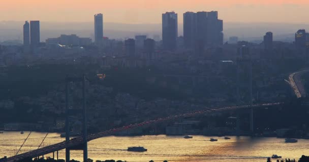 Stanbul Şehir Merkezinin Zaman Çizelgesi Gün Batımında Yükseliyor Türkiye Zaman — Stok video