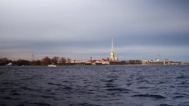 Peter Paul Fort Petersburg Rusland Gouden Spits Van Kathedraal Versterkte — Stockvideo