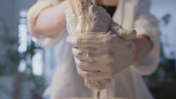 Adéntrate Mundo Cerámica Artística Como Ceramista Femenina Altamente Cualificada Creativa — Vídeo de stock