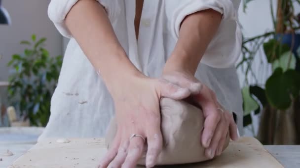 Sanatsal Çömlekçilik Dünyasına Son Derece Yetenekli Yaratıcı Bir Kadın Seramikçi — Stok video