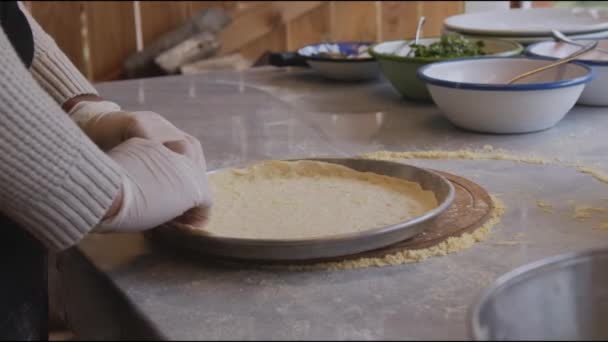 Погрузитесь Очаровательную Кулинарную Одиссею Приготовление Идеальной Домашней Пиццы Помощью Умелых — стоковое видео