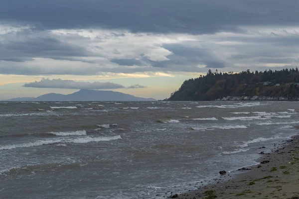 Hav Med Stora Vågor Stormigt Väder Kanada Seascape Mulen Dag — Stockfoto