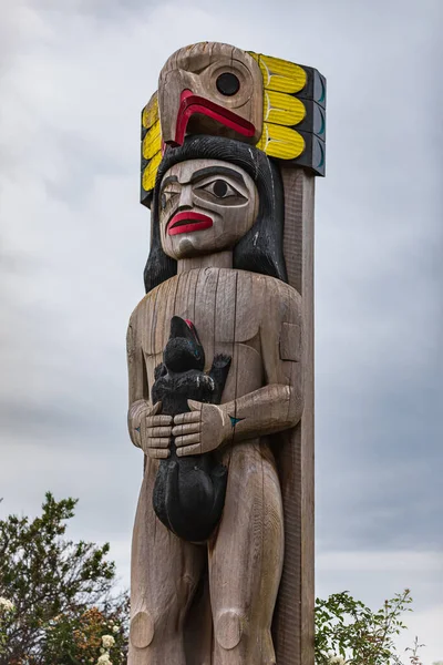 Dettaglio Sondaggio Totem Totem Poli White Rock Vancouver Canada Pali — Foto Stock