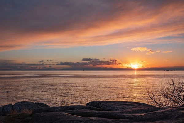 Calm Sea Sunset Sky Sun Clouds Meditation Ocean Sky Background — Stock Photo, Image