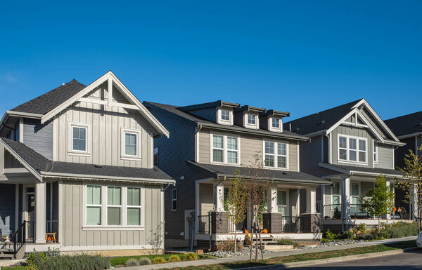 Beautiful Home Exterior design of residential fronts. Neighborhood new modern houses in Vancouver BC Canada. Canadian modern residential architecture-November 3,2022. Street photo