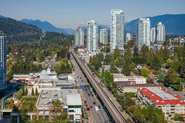 Aerial View Coquitlam Skyline Residential Apartment Buildings Taken Greater Vancouver — Stock Photo, Image