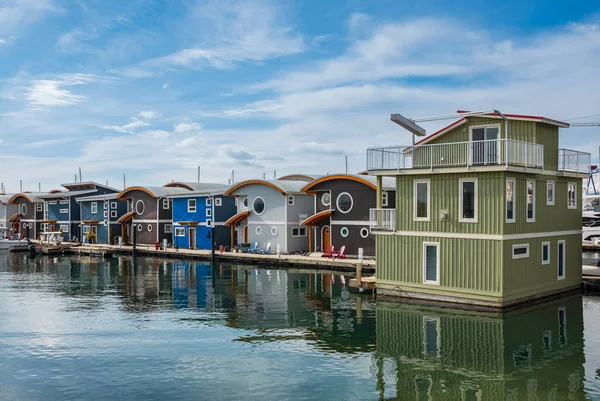 Houseboats Floating Homes Sunny Day Moderní Plovoucí Domy North Vancouver — Stock fotografie