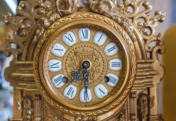Vintage Bronze Uhr Antike Uhr Foto Bronze Kamin Uhr Zifferblatt — Stockfoto