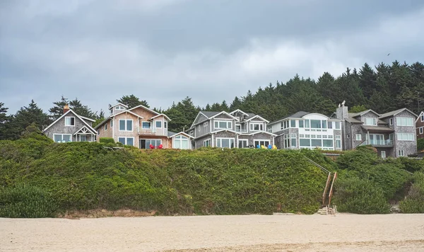 Vista Frontal Casa Praia Costa Pacífico Nos Eua Imóveis Com — Fotografia de Stock
