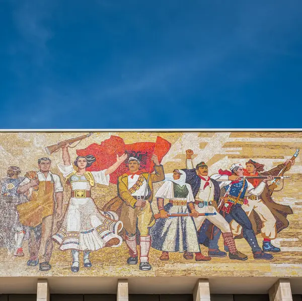 Das Nationale Historische Museum Skanderbeg Platz Fassade Des Gebäudes Des lizenzfreie Stockfotos