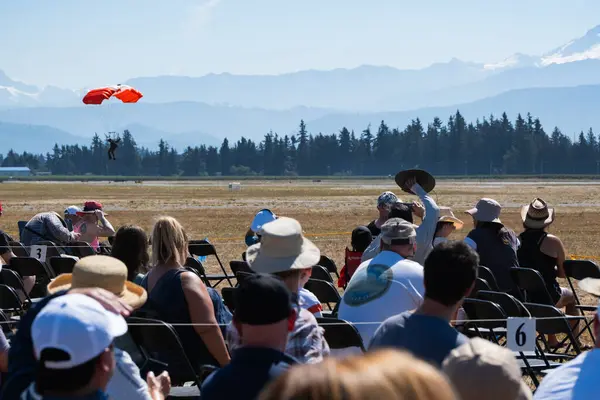 stock image Canada BC, Abbotsford Airshow 2023. the Canadian International Air Show in North America. Canadian airshow showcasing thrilling aerial acrobatics. People watching Airshow Acrobat Aug 12,2024