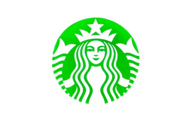 Starbucks kahve logosu beyaz arka planda izole edilmiş. Starbucks kahve dükkanı zinciri. Starbucks logosunun yakın görüntüsü. dünyaca ünlü kahve zinciri. Mumbai Hindistan-Mar 23,2024