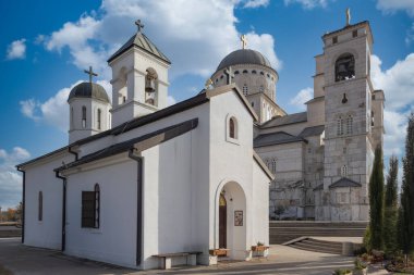 The Cathedral of the Resurrection of Christ is a cathedral of the Metropolitan of Montenegro, in the New Town neighborhood of Podgorica. Travel photo, Nobody clipart