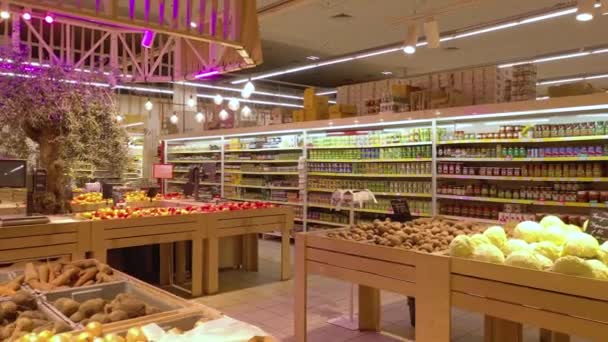 Kyiv Ukraine Január 2022 Növényi Osztály Szupermarketben Szupermarket Hipermarket Superstore — Stock videók