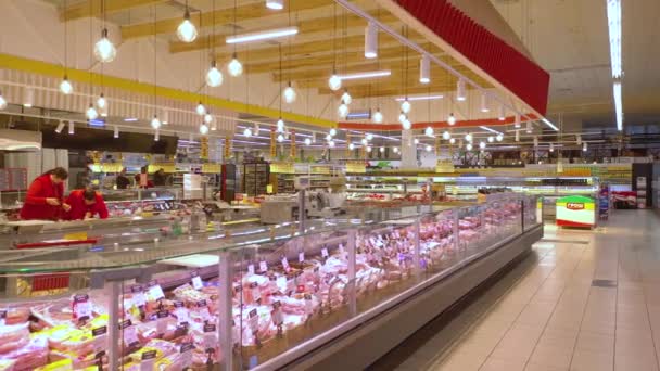 Киев Украина Января 2022 Комната Супермаркете Перед Открытием Супермаркет Гипермаркет — стоковое видео