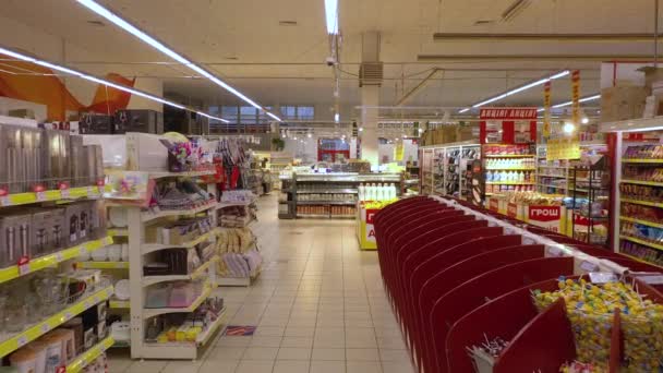 Kyiv Ukraine January 2022 Salesroom Supermarket Sebelum Dibuka Supermarket Hypermarket — Stok Video