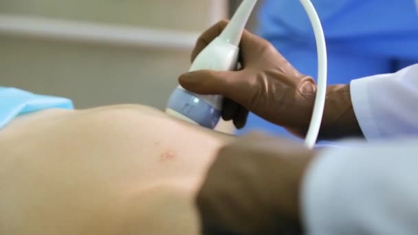 Prenatal Ultralydundersøkelse Ultralydundersøkelse Fosteret Til Gravid Kvinne Ultralydskanner – stockvideo