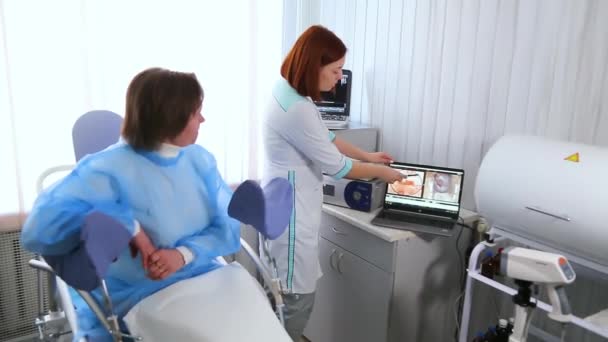 Kyiv Ukraine February 2022 Gynecological Chair Woman Gynecologist Check Manipulations — 비디오