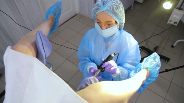 Kyiv Ukraine February 2022 Office Hysteroscopy Gynecological Chair Woman Gynecologist — Stock Video