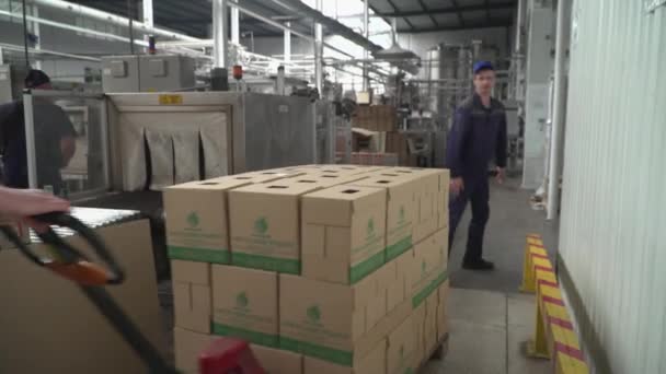 Kiew Ukraine Oktober 2022 Saftproduktion Saftherstellung Und Verpackung Pflanze Zur — Stockvideo