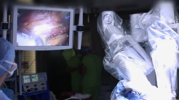 Quirófano Cirugía Robótica Robot Para Operaciones Quirúrgicas Cirugía Robótica Una — Vídeo de stock