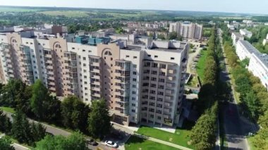 Apartman binası. Bir apartman inşaatı. Hava görünümü.
