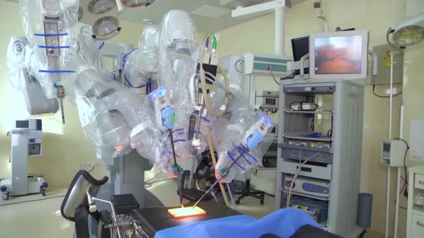 Sali Operacyjnej Dla Robotów Robot Operacji Chirurgicznych Operacja Robotyczna Nowoczesna — Wideo stockowe