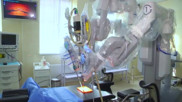 Sala Cirurgia Robótica Robô Para Operações Cirúrgicas Cirurgia Robótica Uma — Vídeo de Stock